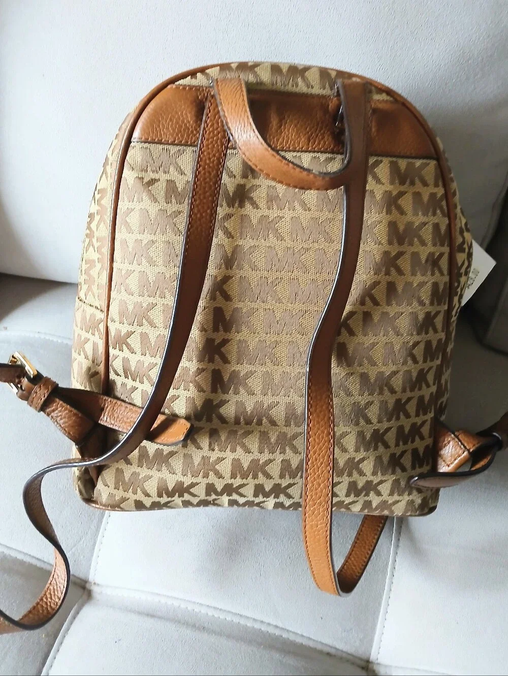 Michael Kors Tan/Brown Signature Logo Medium. Backpack. MSRP $428.